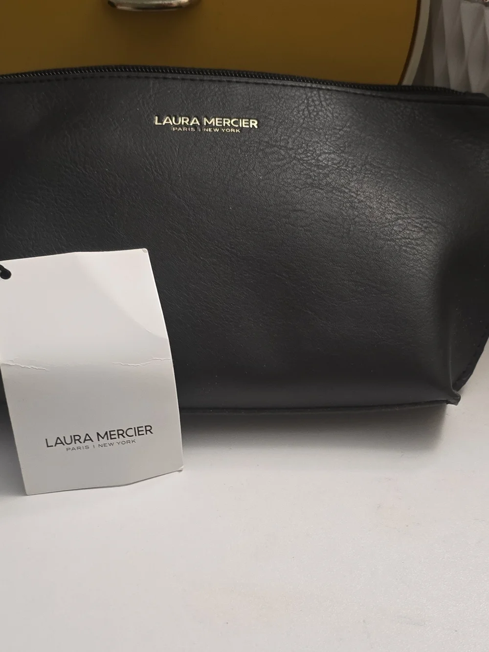 Laura Mercier Black Makeup Bag Pouch with Zipper Closure